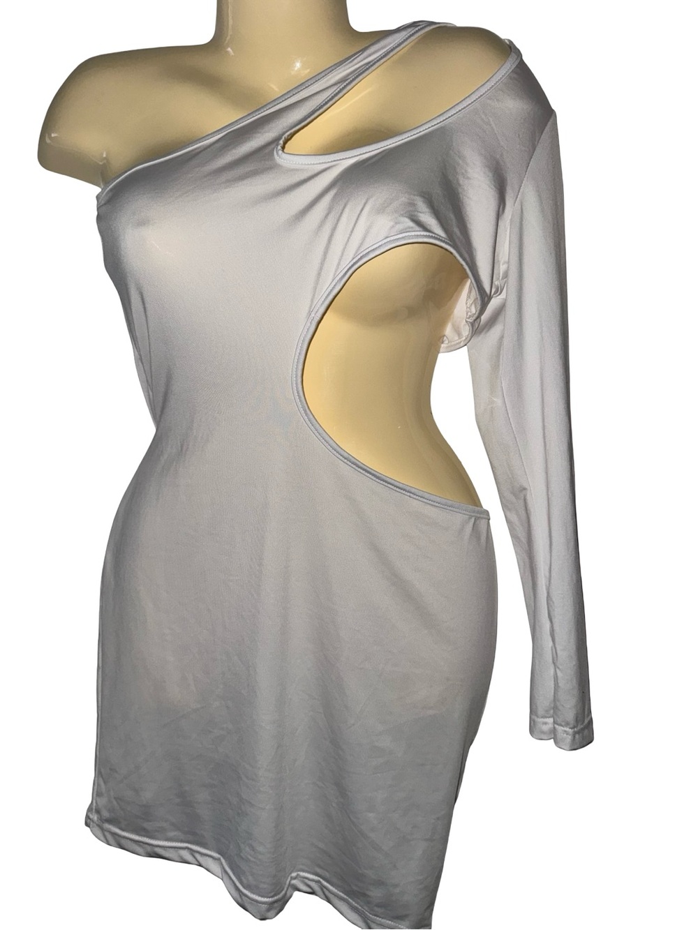 White One-Shoulder Cutout Mini Dress